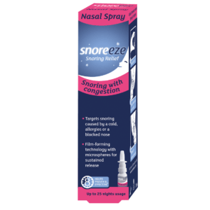 Anti snore nasal spray targets snoring caused by a cold, allergies or a blocked nose