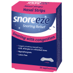 Anti snore Nasal Strips target snoring caused by a cold, allergies or a blocked nose